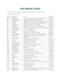 Doe Driver Listing