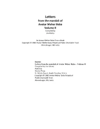 Letters from the Mandali of Avatar Meher Baba Volume II Compiled by Jim Mistry