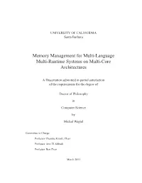 Memory Management for Multi-Language Multi-Runtime Systems on Multi-Core Architectures