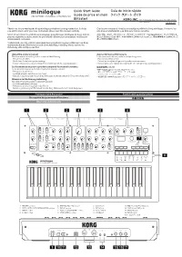 Minilogue Quick Start Guide