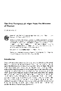 The First European Pit Viper from the Miocene of Ukraine
