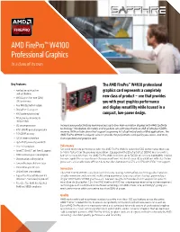 AMD Firepro™ W4100 Professional Graphics in a Class of Its Own