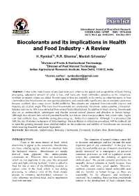 Biocolorants and Its Implications in Health and Food Industry - a Review