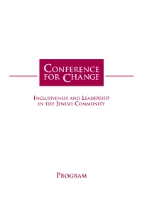 Conference for Change Agenda and Program