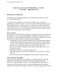 Connecticut Americans with Disabilities Act (ADA) Paratransit Application Form