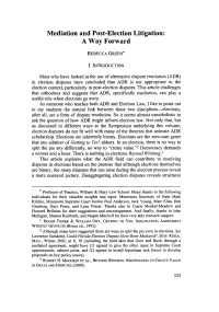 Mediation and Post-Election Litigation: a Way Forward