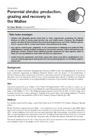 Perennial Shrubs: Production, Grazing and Recovery in the Mallee