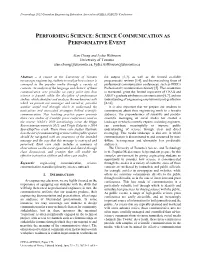 Science Communication As Performative Event