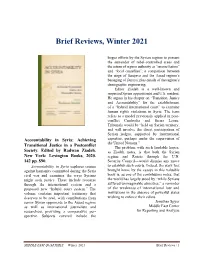 Brief Reviews, Winter 2021