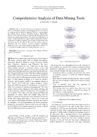 Comprehensive Analysis of Data Mining Tools S
