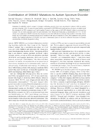 Contribution of SHANK3 Mutations to Autism Spectrum Disorder