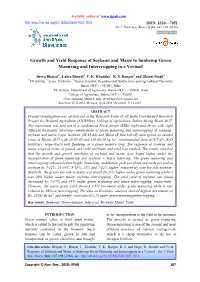 Growth and Yield Response of Soybean and Maize to Sunhemp Green Manuring and Intercropping in a Vertisol