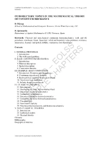 Introductory Topics in the Mathematical Theory of Continuum Mechanics - R J Knops and R