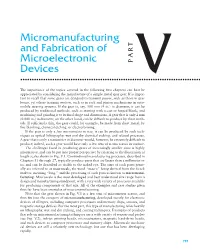 Micromanufacturing and Fabrication of Microelectronic Devices