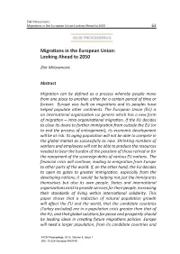 Migrations in the European Union: Looking Ahead to 2050