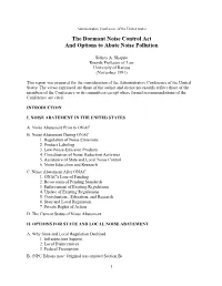 The Dormant Noise Control Act and Options to Abate Noise Pollution