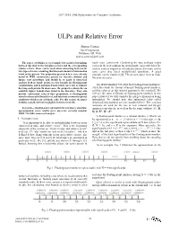Ulps and Relative Error