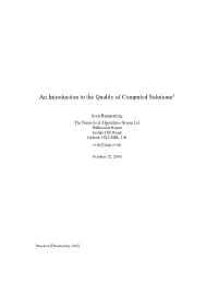 An Introduction to the Quality of Computed Solutions1