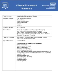 Clinical Placement Summary