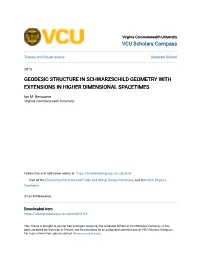 Geodesic Structure in Schwarzschild Geometry with Extensions in Higher Dimensional Spacetimes