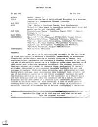 Increasing the Use of Multicultural Education in a Preschool Located in a Homogeneous Midwest Community