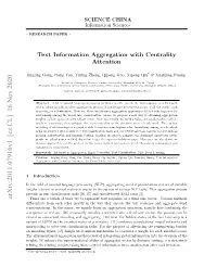 RESEARCH PAPER . Text Information Aggregation with Centrality Attention