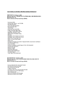 Test Results on Milk and Milk-Based Products