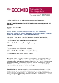 The Use of Matrix-Assisted Laser Desorption Ionization