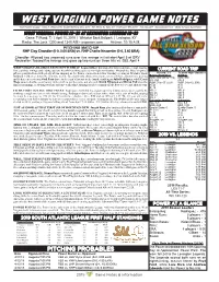 West Virginia Power Game Notes