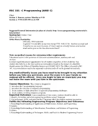 ESC 151 –C Programming (ANSI C) Note on Medical Reasons For