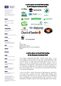 A Call to Phase out Fossil Fuels Lending by the European Investment Bank a Call to Phase out Fossil Fuels Lending by the Europea