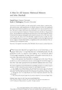 A Man for All Seasons: Historical Memory and John Marshall