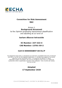 Committee for Risk Assessment RAC Annex 1 Background Document To