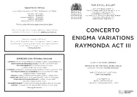Concerto Enigma Variations Raymonda Act