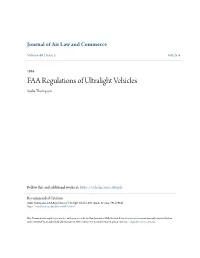 FAA Regulations of Ultralight Vehicles Sudie Thompson