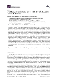 Fortifying Horticultural Crops with Essential Amino Acids: a Review