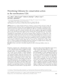 Prioritizing Odonata for Conservation Action in the Northeastern USA