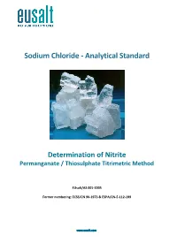 Sodium Chloride - Analytical Standard