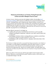 Summary & Positions on Twelve Voting Proposals in the Executive