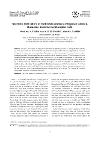 Taxonomic Implications of Multivariate Analyses of Egyptian Ononis L. (Fabaceae) Based on Morphological Traits Abdel Aziz A
