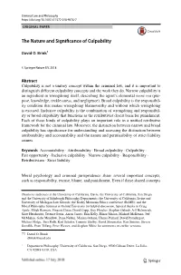 The Nature and Significance of Culpability