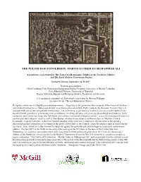 The Politics of Conversion: Martin Luther to Muhammad Ali
