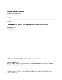 Toward Data-Driven Discovery of Software Vulnerabilities