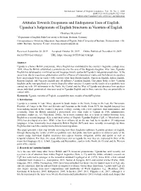 Ugandan's Judgements of English Structures in Varieties of English