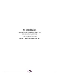 Final Audit Summary Report, TFCA Program Manager Fund