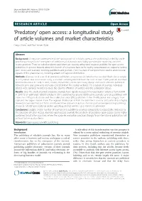 'Predatory' Open Access: a Longitudinal Study of Article Volumes