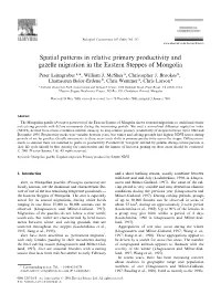 Spatial Patterns in Relative Primary Productivity and Gazelle Migration in the Eastern Steppes of Mongolia