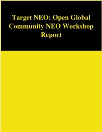 Target NEO: Open Global Community NEO Workshop Report