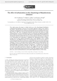 The Effect of Urbanisation on the Climatology of Thunderstorm Initiation