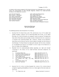 Tuesday, 2-2-1971. a Meeting of the Governing Board of the Stock